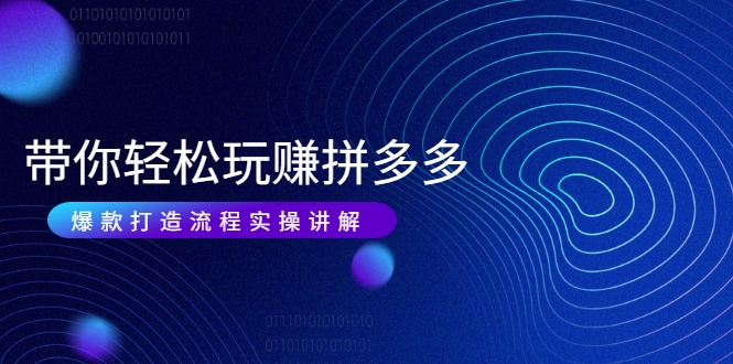 带你轻松玩赚拼多多:花的少 赚的多 爆款更简单 爆款打造流程实操讲解-金融资料分享