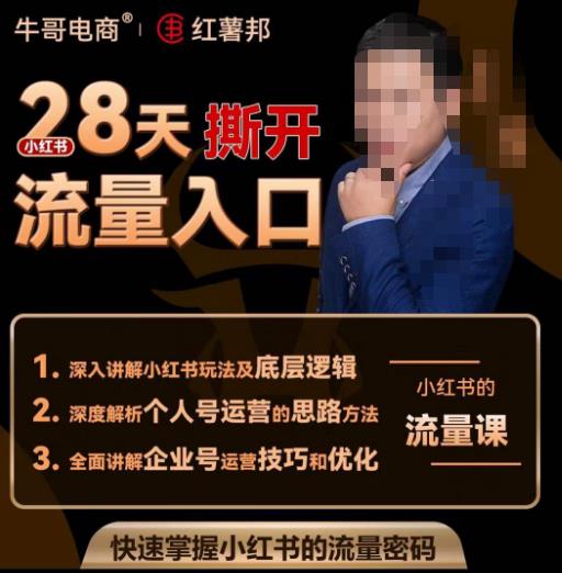 牛哥电商红薯邦28天撕开小红书流量入口，小红书运营系列课，快速掌握小红书的流量密码-金融资料分享