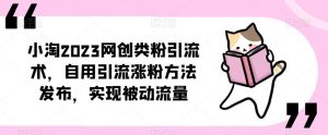 小淘2023网创类粉引流术,自用引流涨粉方法发布,实现被动流量-金融资料分享