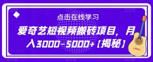 爱奇艺短视频搬砖项目，月入3000-5000+【揭秘】-金融资料分享