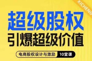 超级股权引爆超级价值，电商股权设计与激励10堂线上课-金融资料分享