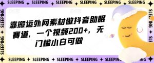 靠搬运外网素材做抖音助眠赛道，一个视频200+，无门槛小白可做【揭秘】-金融资料分享