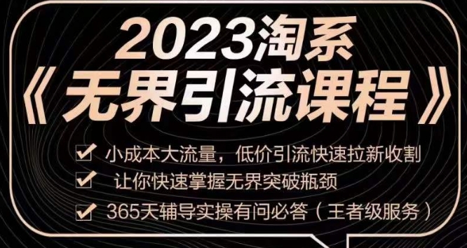 2023淘系无界引流实操课程，​小成本大流量，低价引流快速拉新收割，让你快速掌握无界突破瓶颈-金融资料分享