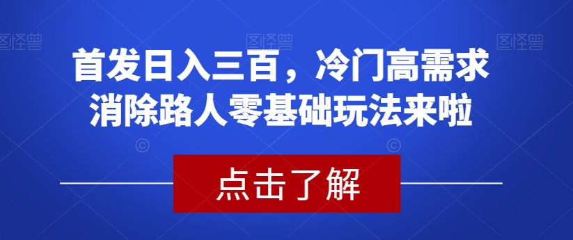 首发日入三百，冷门高需求消除路人零基础玩法来啦【揭秘】-金融资料分享