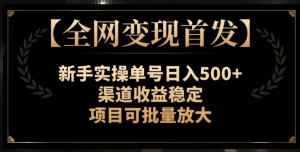 【全网变现首发】新手实操单号日入500+，渠道收益稳定，项目可批量放大【揭秘】-金融资料分享