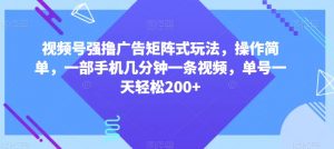 视频号强撸广告矩阵式玩法,操作简单,一部手机几分钟一条视频,单号一天轻松200+【揭秘】-金融资料分享