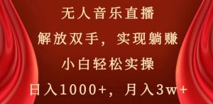 无人音乐直播,解放双手,实现躺赚,小白轻松实操,日入1000+,月入3w+【揭秘】-金融资料分享