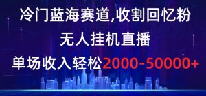 冷门蓝海赛道，收割回忆粉，无人挂机直播，单场收入轻松2000-5w+【揭秘】-金融资料分享