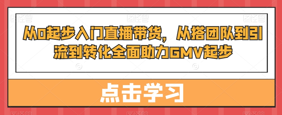 从0起步入门直播带货,从搭团队到引流到转化全面助力GMV起步-金融资料分享
