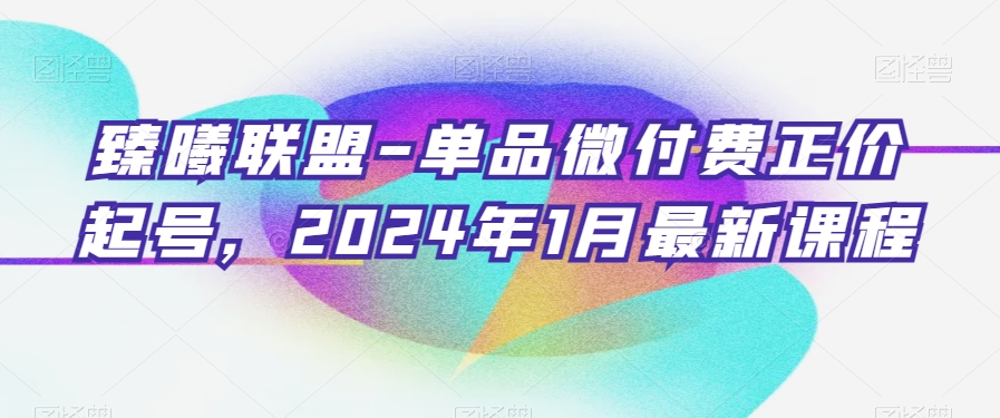 臻曦联盟-单品微付费正价起号,2024年1月最新课程-金融资料分享