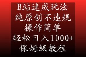 B站速成玩法，纯原创不违规，操作简单，轻松日入1000+，保姆级教程【揭秘】-金融资料分享