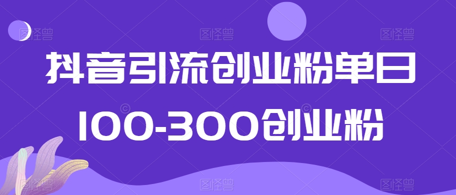 抖音引流创业粉单日100-300创业粉【揭秘】-金融资料分享