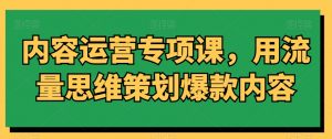 内容运营专项课，用流量思维策划爆款内容-金融资料分享
