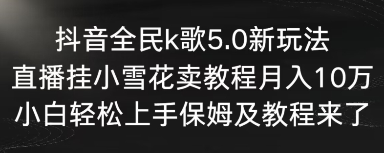 抖音全民k歌5.0新玩法，直播挂小雪花卖教程月入10万，小白轻松上手，保姆及教程来了【揭秘】-金融资料分享