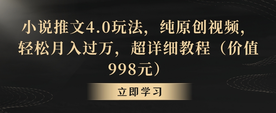小说推文4.0玩法,纯原创视频,轻松月入过万,超详细教程(价值998元)【揭秘】-金融资料分享