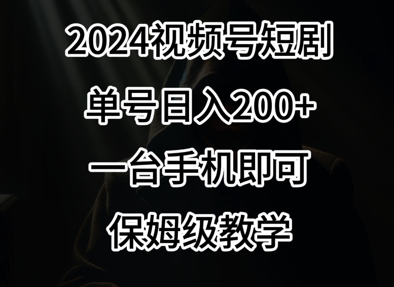 2024风口，视频号短剧，单号日入200+，一台手机即可操作，保姆级教学【揭秘】-金融资料分享