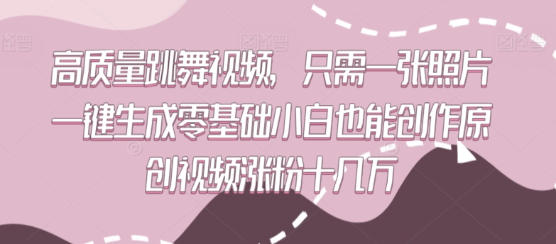 高质量跳舞视频，只需一张照片一键生成零基础小白也能创作原创视频涨粉十几万【揭秘】-金融资料分享