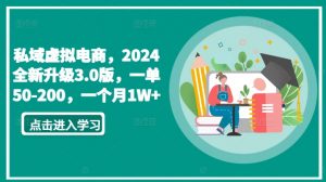 私域虚拟电商,2024全新升级3.0版,一单50-200,一个月1W+【揭秘】-金融资料分享
