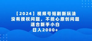 2024视频号短剧玩法，没有授权问题，不担心原创问题，适合新手小白，日入2000+【揭秘】-金融资料分享