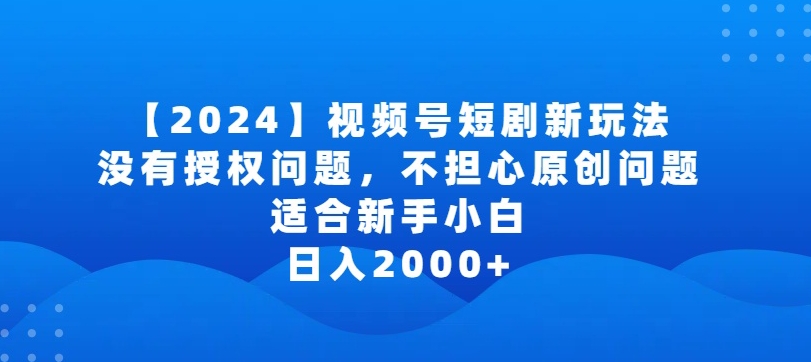 2024视频号短剧玩法，没有授权问题，不担心原创问题，适合新手小白，日入2000+【揭秘】-金融资料分享