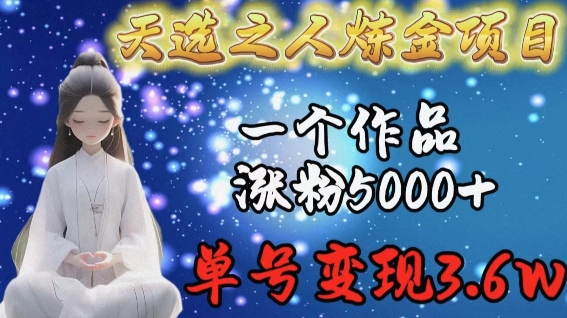 天选之人炼金项目,一个作品涨粉5000+,单号变现3.6w【揭秘】-金融资料分享