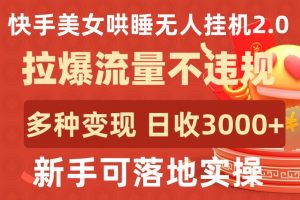 快手美女哄睡无人挂机2.0.拉爆流量不违规,多种变现途径,日收3000+,新手可落地实操【揭秘】-金融资料分享