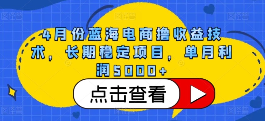 4月份蓝海电商撸收益技术，长期稳定项目，单月利润5000+【揭秘】-金融资料分享