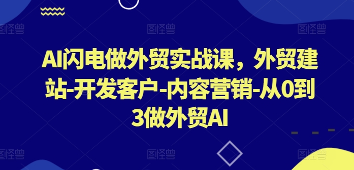 AI闪电做外贸实战课，​外贸建站-开发客户-内容营销-从0到3做外贸AI-金融资料分享