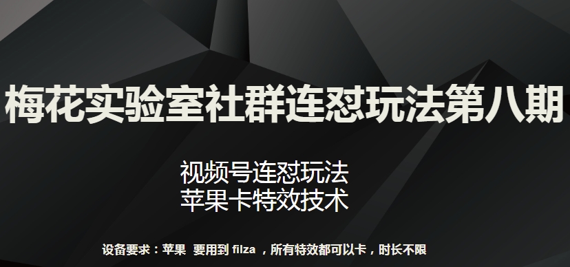 梅花实验室社群连怼玩法第八期，视频号连怼玩法 苹果卡特效技术【揭秘】-金融资料分享