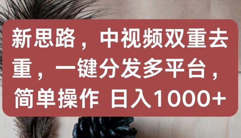 新思路,中视频双重去重,一键分发多平台,简单操作,日入1000+【揭秘】-金融资料分享