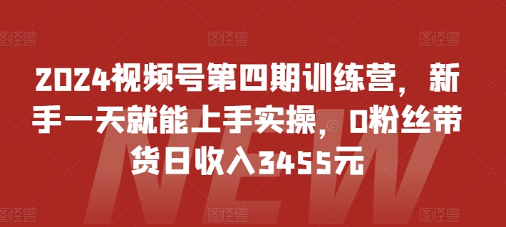 2024视频号第四期训练营,新手一天就能上手实操,0粉丝带货日收入3455元-金融资料分享