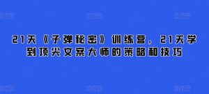 21天《子弹秘密》训练营,21天学到顶尖文案大师的策略和技巧-金融资料分享
