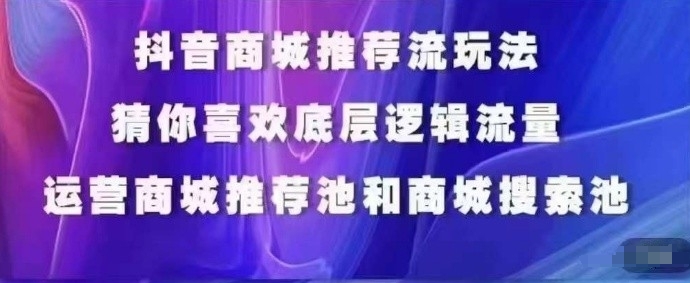 抖音商城运营课程,猜你喜欢入池商城搜索商城推荐人群标签覆盖-金融资料分享