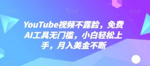 YouTube视频不露脸,免费AI工具无门槛,小白轻松上手,月入美金不断【揭秘】-金融资料分享