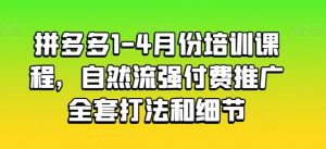拼多多1-4月份培训课程，自然流强付费推广全套打法和细节-金融资料分享