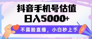 抖音手机号估值,日入5000+,不露脸直播,小白秒上手【揭秘】-金融资料分享