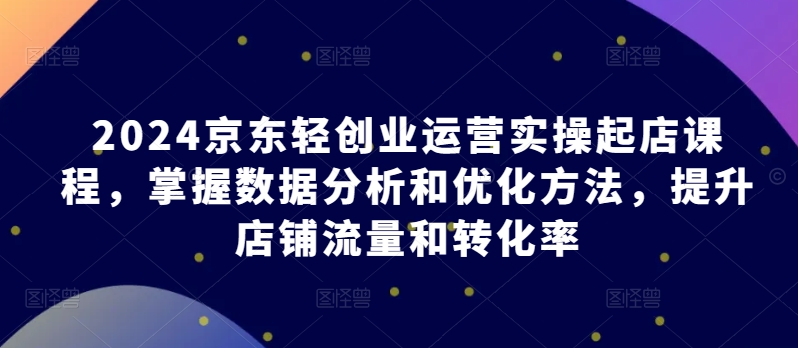 2024京东轻创业运营实操起店课程,掌握数据分析和优化方法,提升店铺流量和转化率-金融资料分享