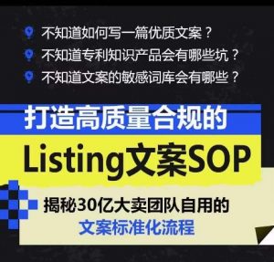 打造高质量合规的Listing文案SOP,掌握亚马逊文案工作的标准化-金融资料分享