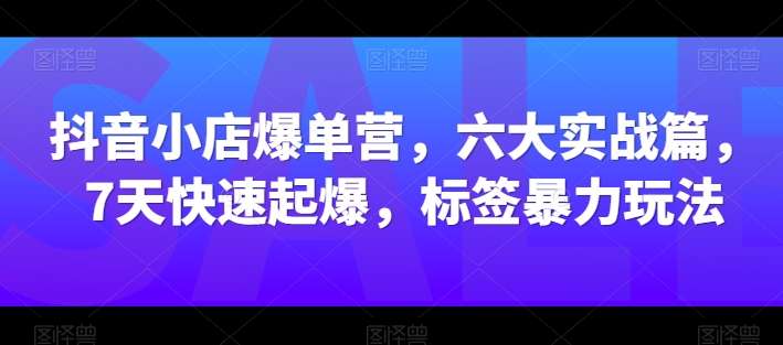 抖音小店爆单营，六大实战篇，7天快速起爆，标签暴力玩法-金融资料分享