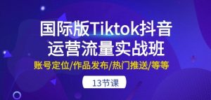 国际版Tiktok抖音运营流量实战班:账号定位/作品发布/热门推送/等等-13节-金融资料分享