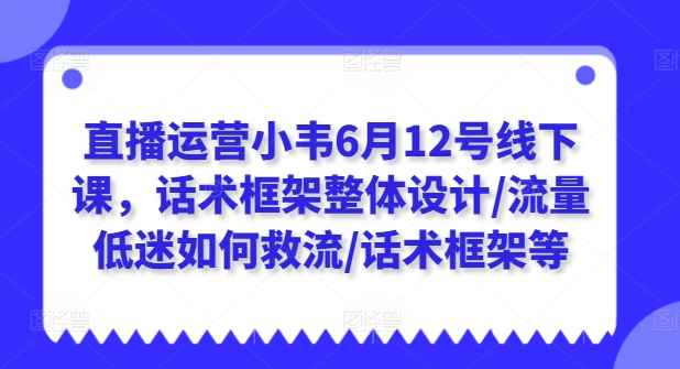 直播运营小韦6月12号线下课,话术框架整体设计/流量低迷如何救流/话术框架等-金融资料分享