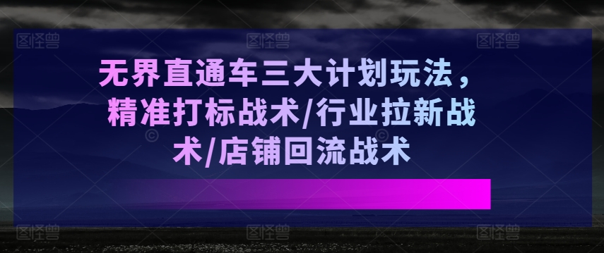 无界直通车三大计划玩法，精准打标战术/行业拉新战术/店铺回流战术-金融资料分享