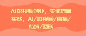 AI短视频创业，实体流量实战，AI/短视频/直播/私域/团队-金融资料分享