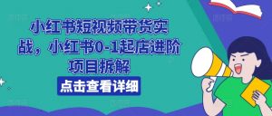 小红书短视频带货实战,小红书0-1起店进阶项目拆解-金融资料分享