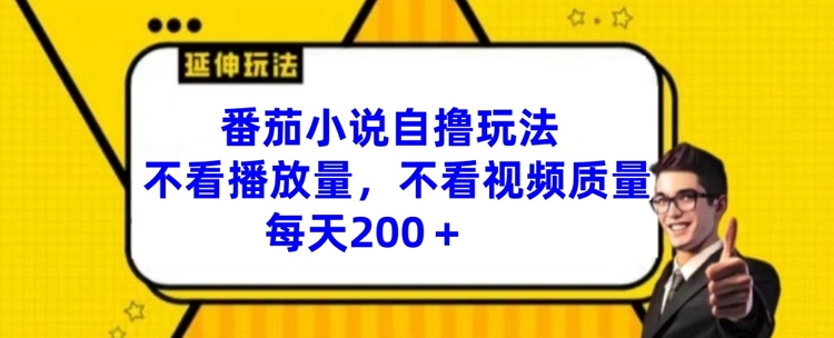 番茄小说自撸玩法,不看播放量,不看视频质量,每天200+【揭秘】-金融资料分享