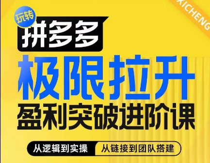 拼多多极限拉升盈利突破进阶课，​从算法到玩法，从玩法到团队搭建，体系化系统性帮助商家实现利润提升-金融资料分享