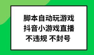 脚本自动玩游戏,抖音小游戏直播,不违规不封号可批量做【揭秘】-金融资料分享
