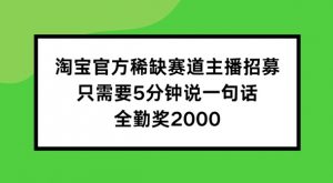 淘宝官方稀缺赛道主播招募 ，只需要5分钟说一句话， 全勤奖2000【揭秘】-金融资料分享