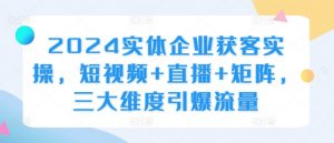 2024实体企业获客实操,短视频+直播+矩阵,三大维度引爆流量-金融资料分享