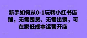 新手如何从0-1玩转小红书店铺,无需囤货、无需出镜,可在家低成本运营开店-金融资料分享